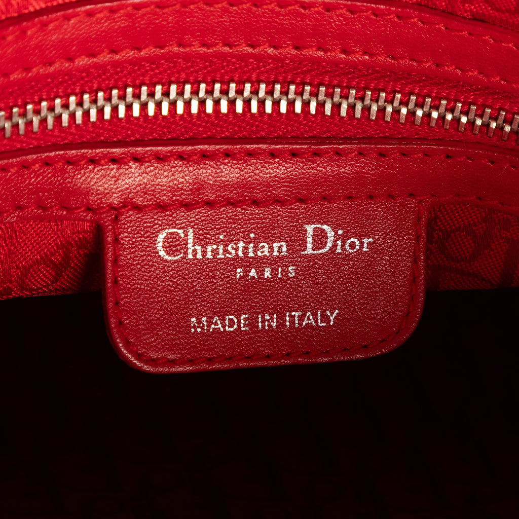 Shoulder Bag Lady Dior Large Red Cannaged Leather