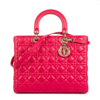 Bolso de Hombro Lady Dior Grande Piel Cannage Rosa