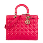 Bolso de Hombro Lady Dior Grande Piel Cannage Rosa