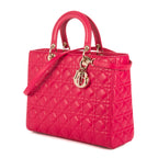 Bolso de Hombro Lady Dior Grande Piel Cannage Rosa