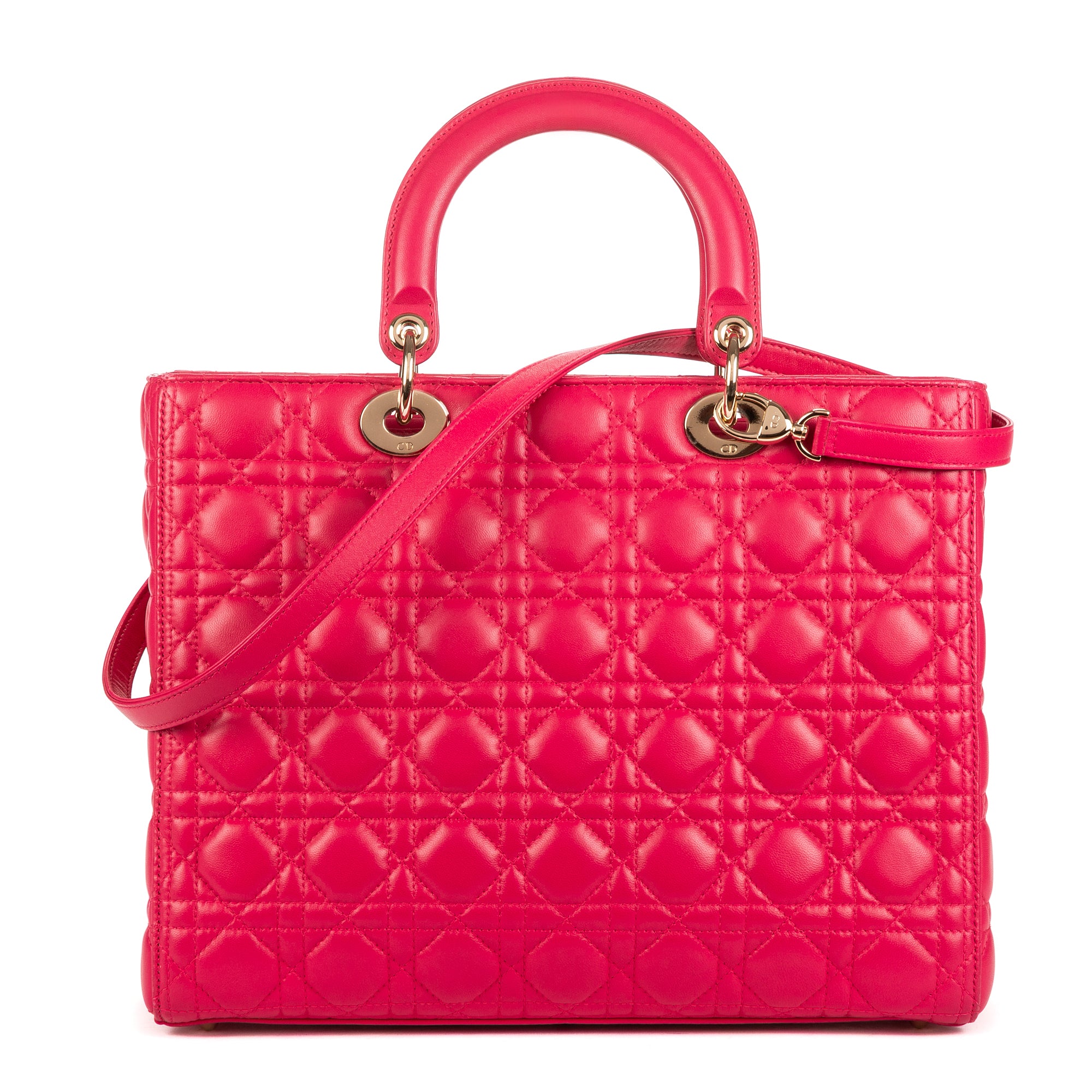 Bolso de Hombro Lady Dior Grande Piel Cannage Rosa