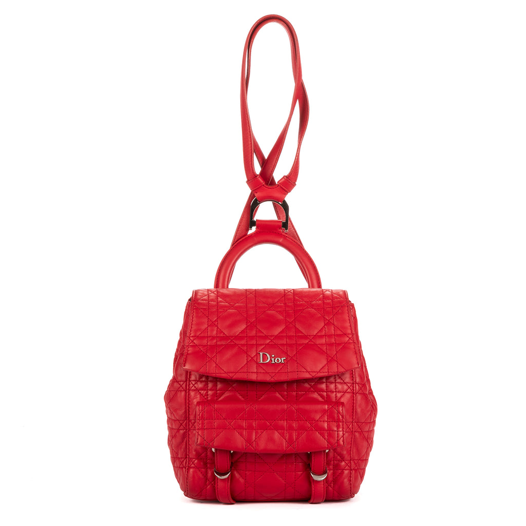 Mochila Stardust Mochila pequeña de cuero acolchado Cannage rojo