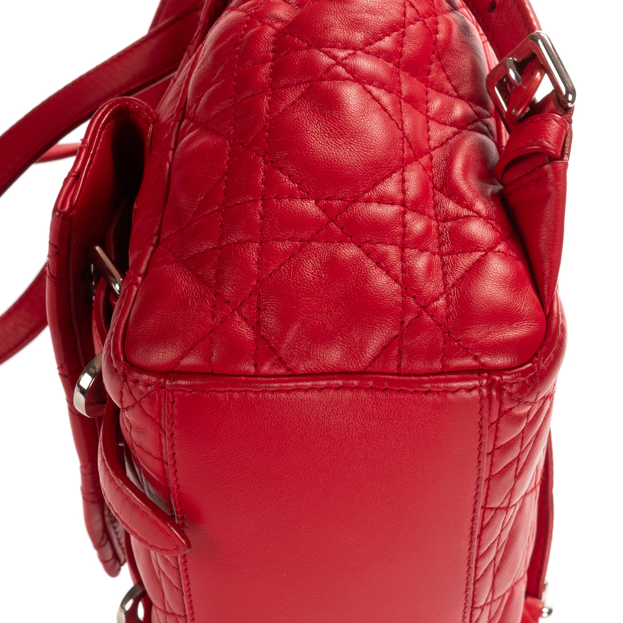 Mochila Stardust Mochila pequeña de cuero acolchado Cannage rojo