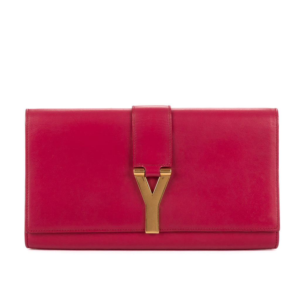 Clutch Ligne-Y Pochette Small Pink Smooth Leather