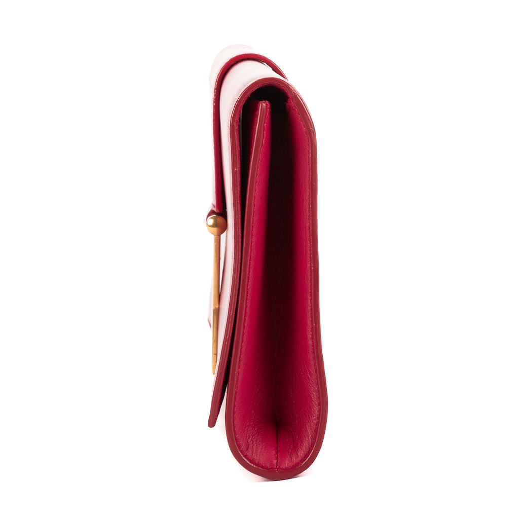 Clutch Ligne-Y Pochette Small Pink Smooth Leather