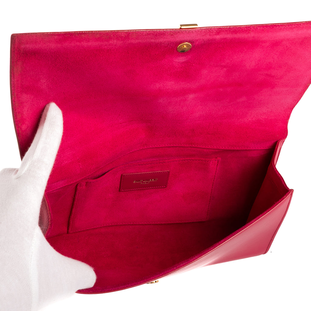 Clutch Ligne-Y Pochette Small Pink Smooth Leather
