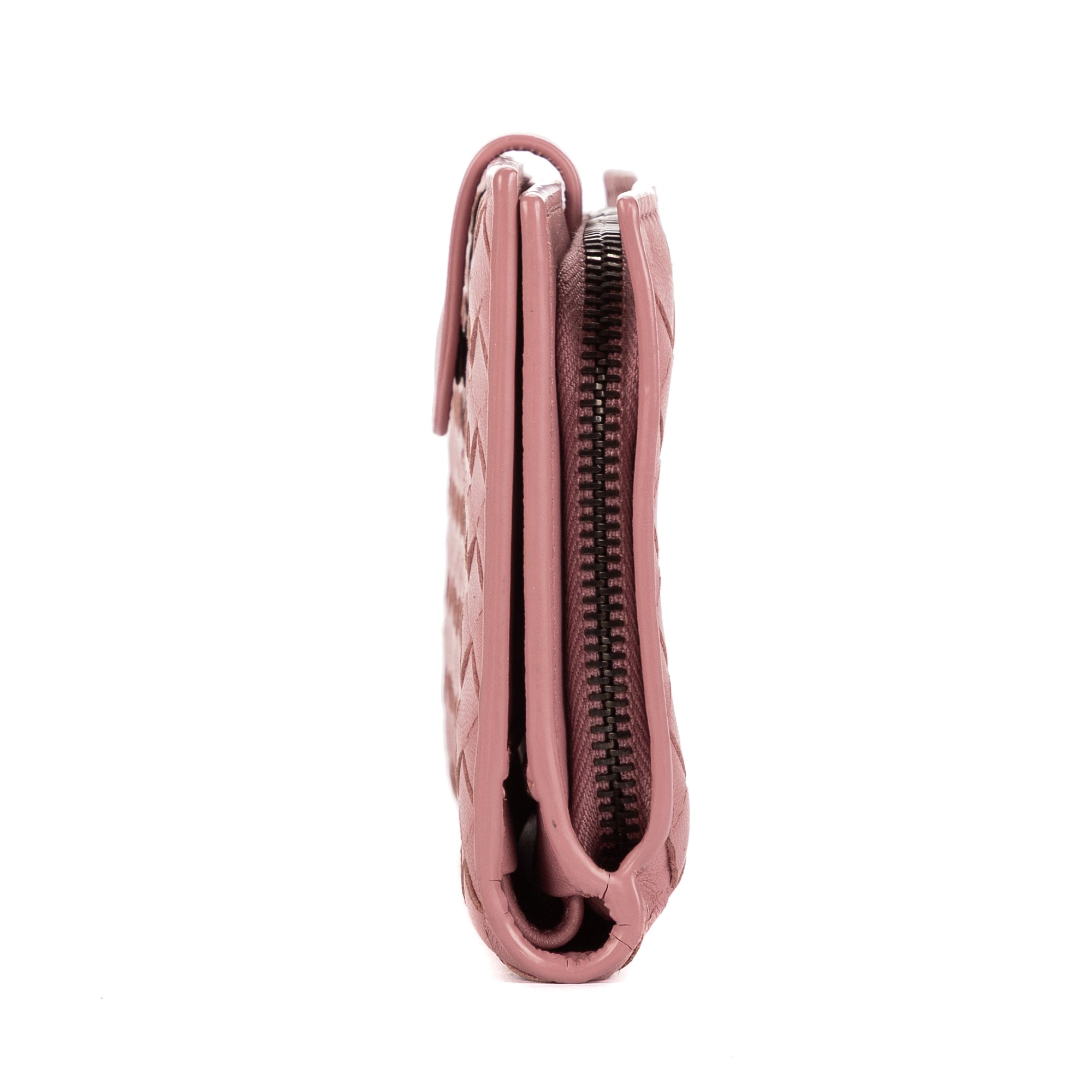 Wallet Compact Wallet Dusty Pink Intrecciato Nappa Leather