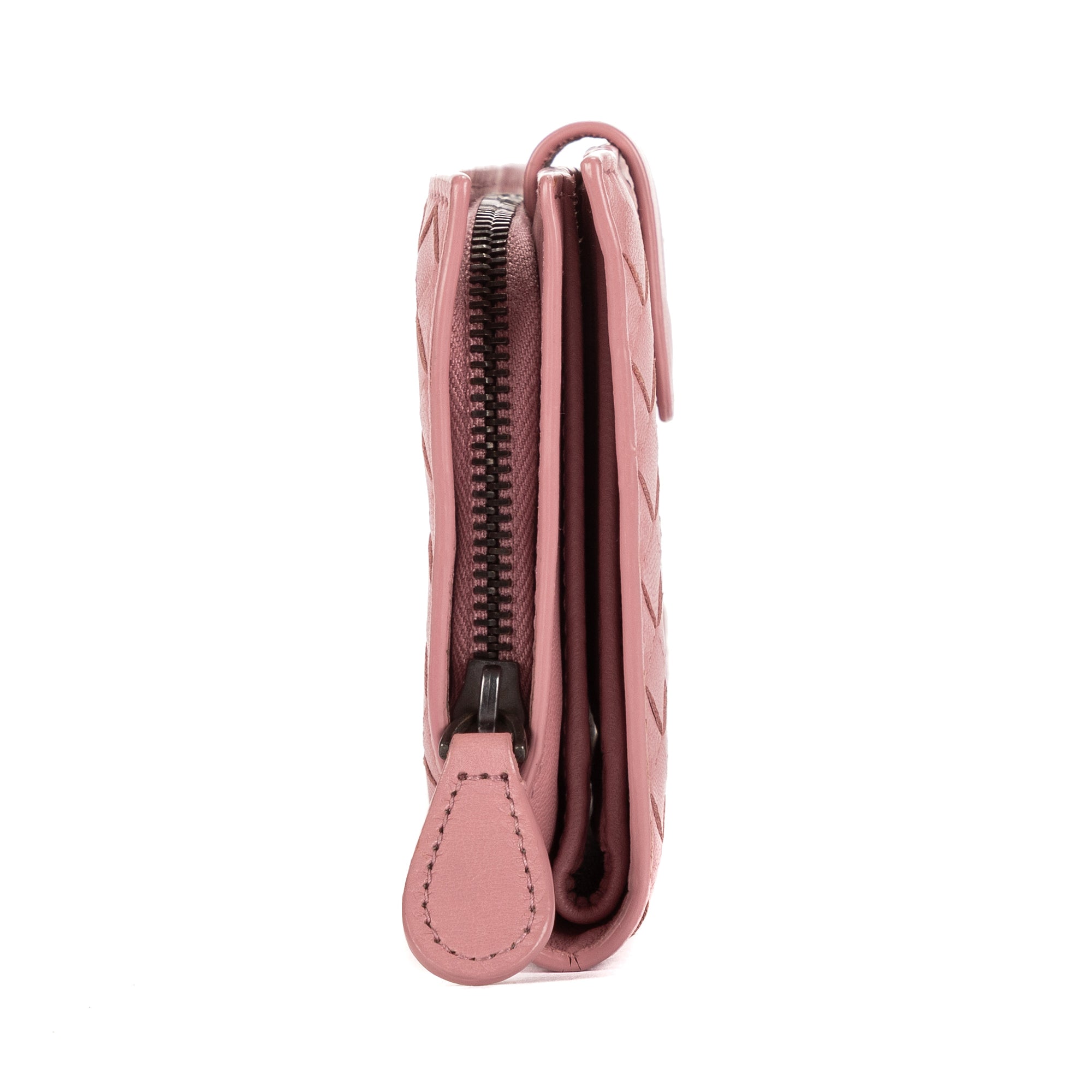 Wallet Compact Wallet Dusty Pink Intrecciato Nappa Leather