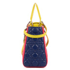 Bolso de hombro Lady Dior Tricolor Mediano Piel Cannage Fucsia