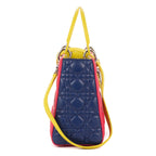 Bolso de hombro Lady Dior Tricolor Mediano Piel Cannage Fucsia
