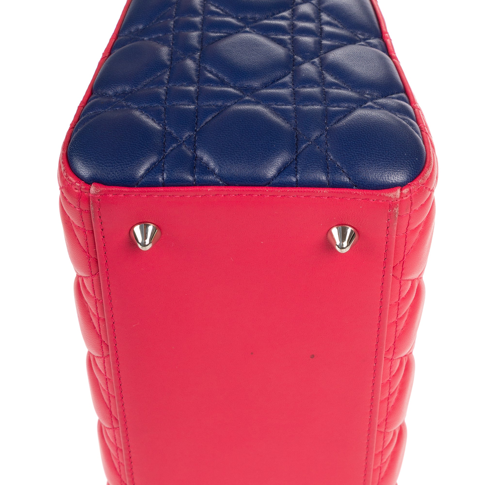 Bolso de hombro Lady Dior Tricolor Mediano Piel Cannage Fucsia