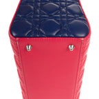 Bolso de hombro Lady Dior Tricolor Mediano Piel Cannage Fucsia