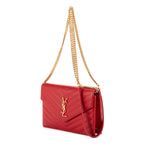 Sac bandoulière Chaîne Portefeuille Cuir Grain de Poudre Chevron Rouge
