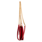 Sac bandoulière Chaîne Portefeuille Cuir Grain de Poudre Chevron Rouge
