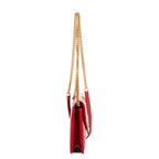 Sac bandoulière Chaîne Portefeuille Cuir Grain de Poudre Chevron Rouge