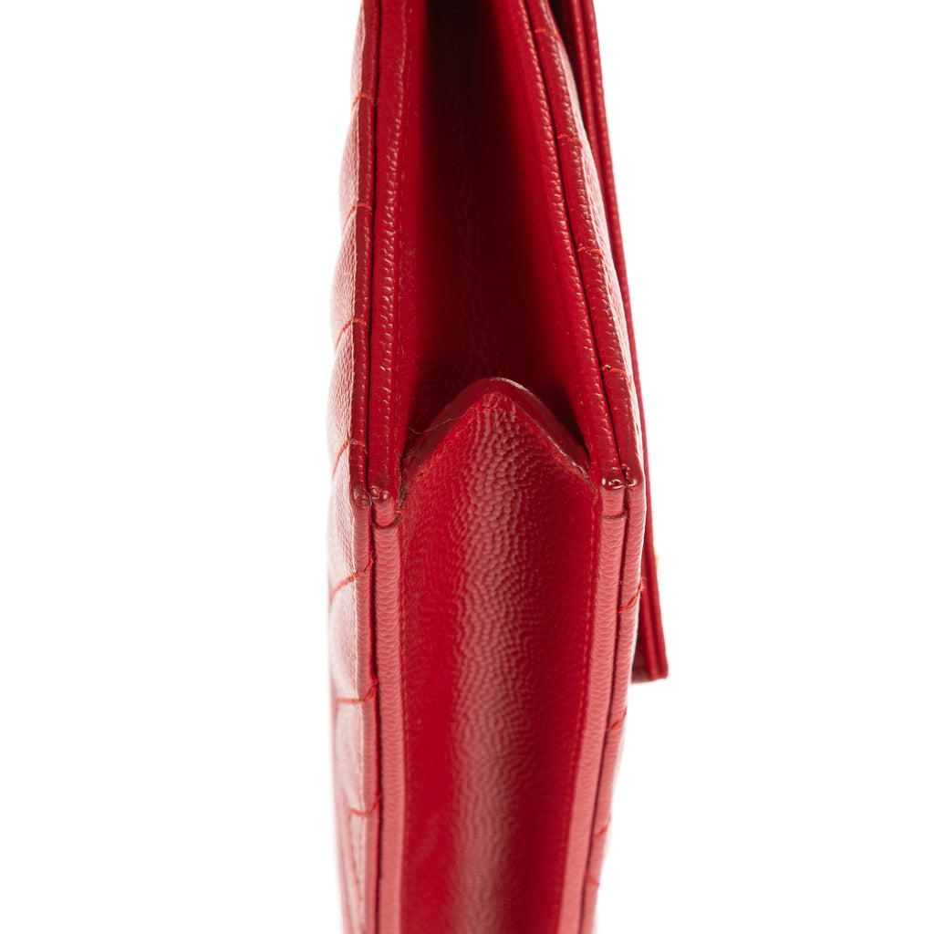 Sac bandoulière Chaîne Portefeuille Cuir Grain de Poudre Chevron Rouge