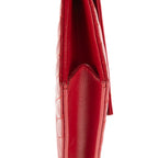 Sac bandoulière Chaîne Portefeuille Cuir Grain de Poudre Chevron Rouge