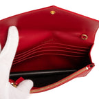 Sac bandoulière Chaîne Portefeuille Cuir Grain de Poudre Chevron Rouge