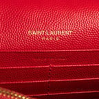 Sac bandoulière Chaîne Portefeuille Cuir Grain de Poudre Chevron Rouge