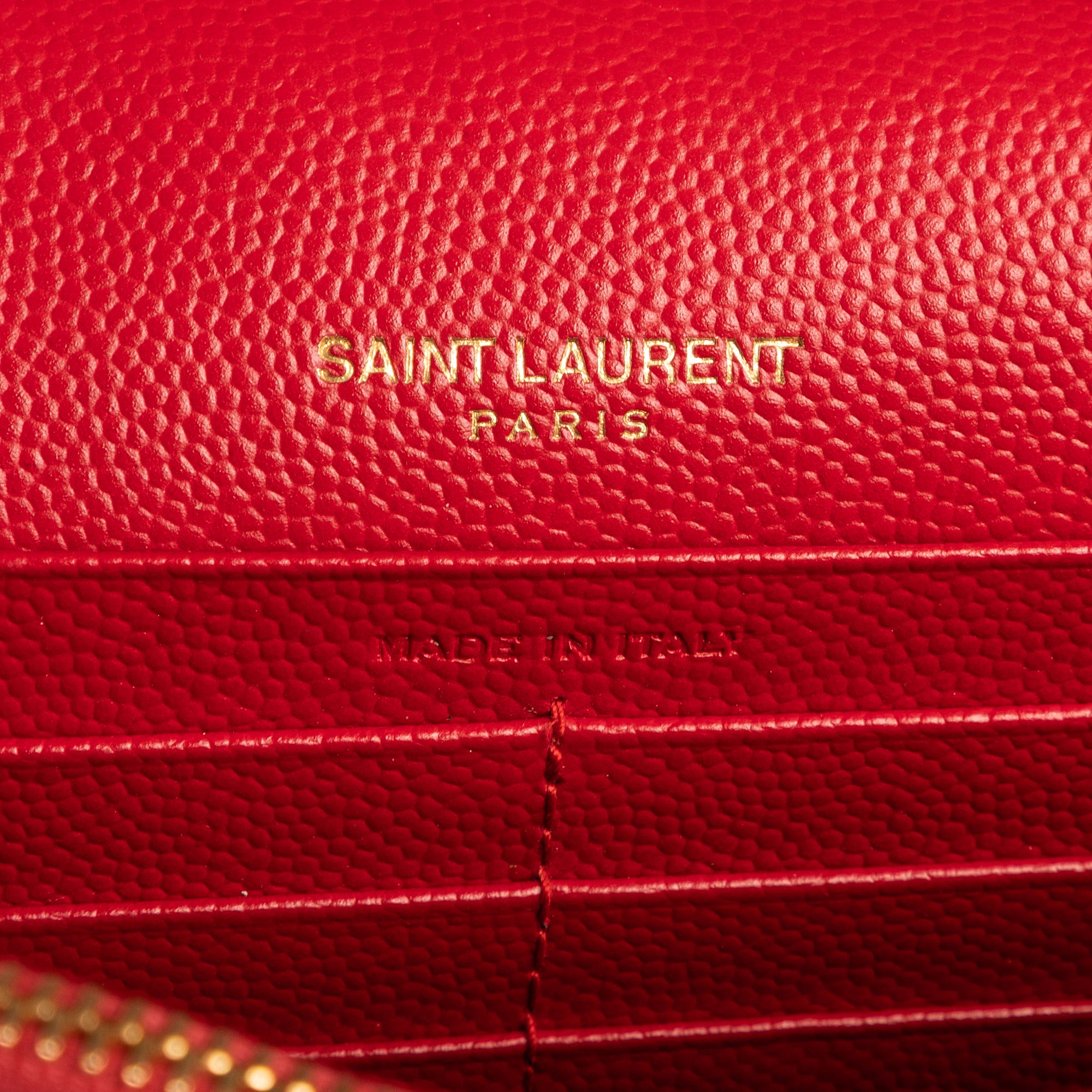 Sac bandoulière Chaîne Portefeuille Cuir Grain de Poudre Chevron Rouge