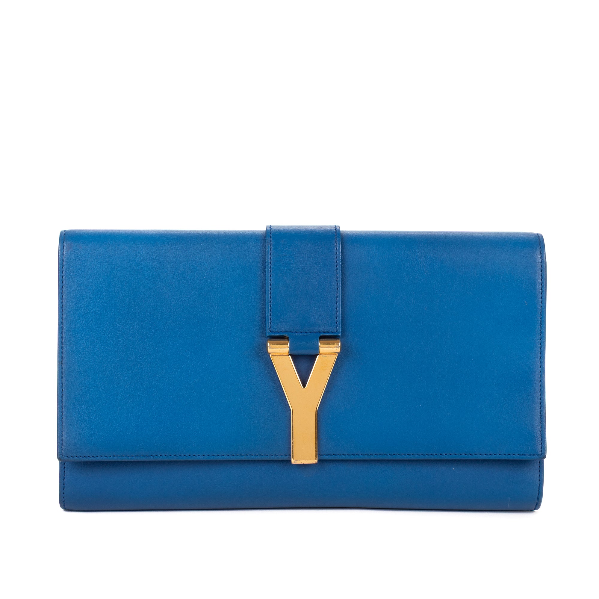 Clutch Ligne-Y Clutch Small Blue Smooth Leather