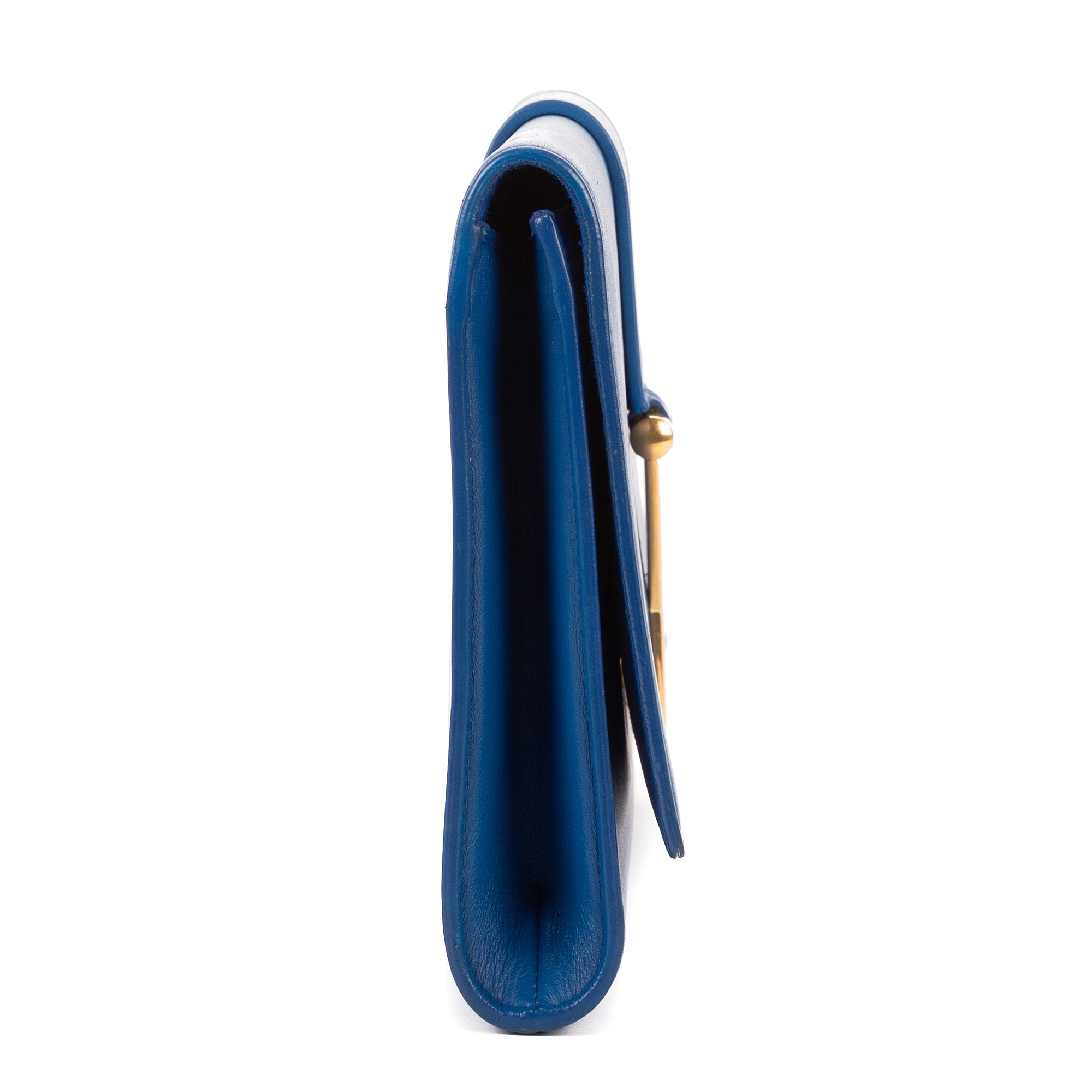 Clutch Ligne-Y Clutch Small Blue Smooth Leather