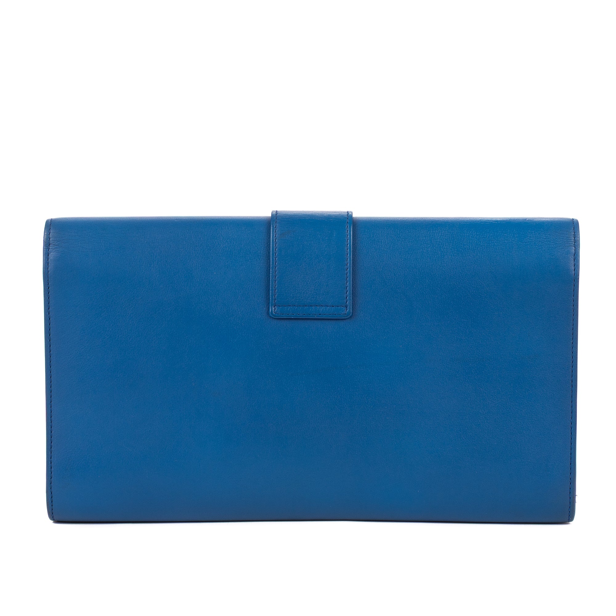 Clutch Ligne-Y Clutch Small Blue Smooth Leather