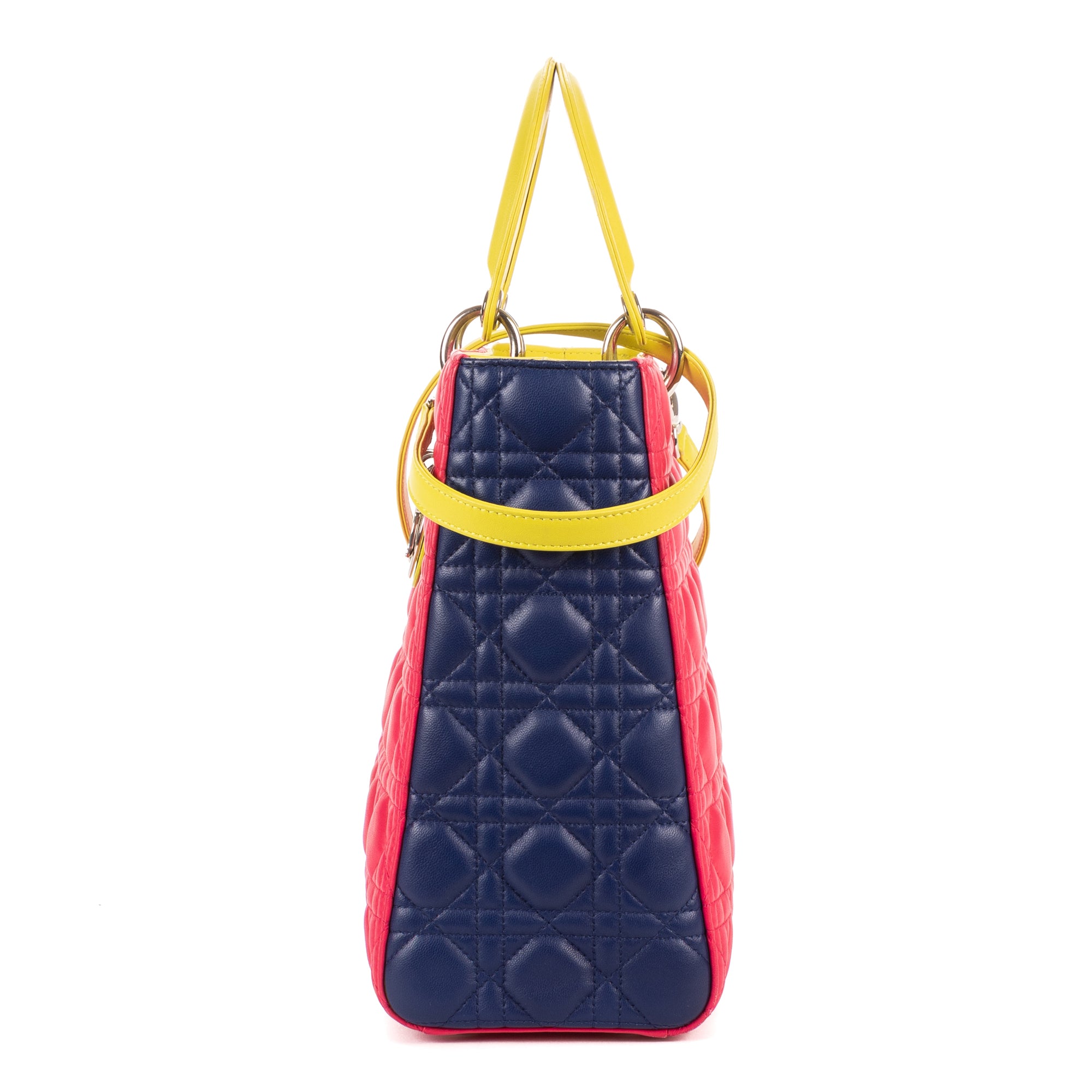 Bolso de hombro Lady Dior Tricolor Grande Piel Cannage Fucsia