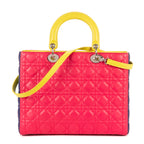 Bolso de hombro Lady Dior Tricolor Grande Piel Cannage Fucsia