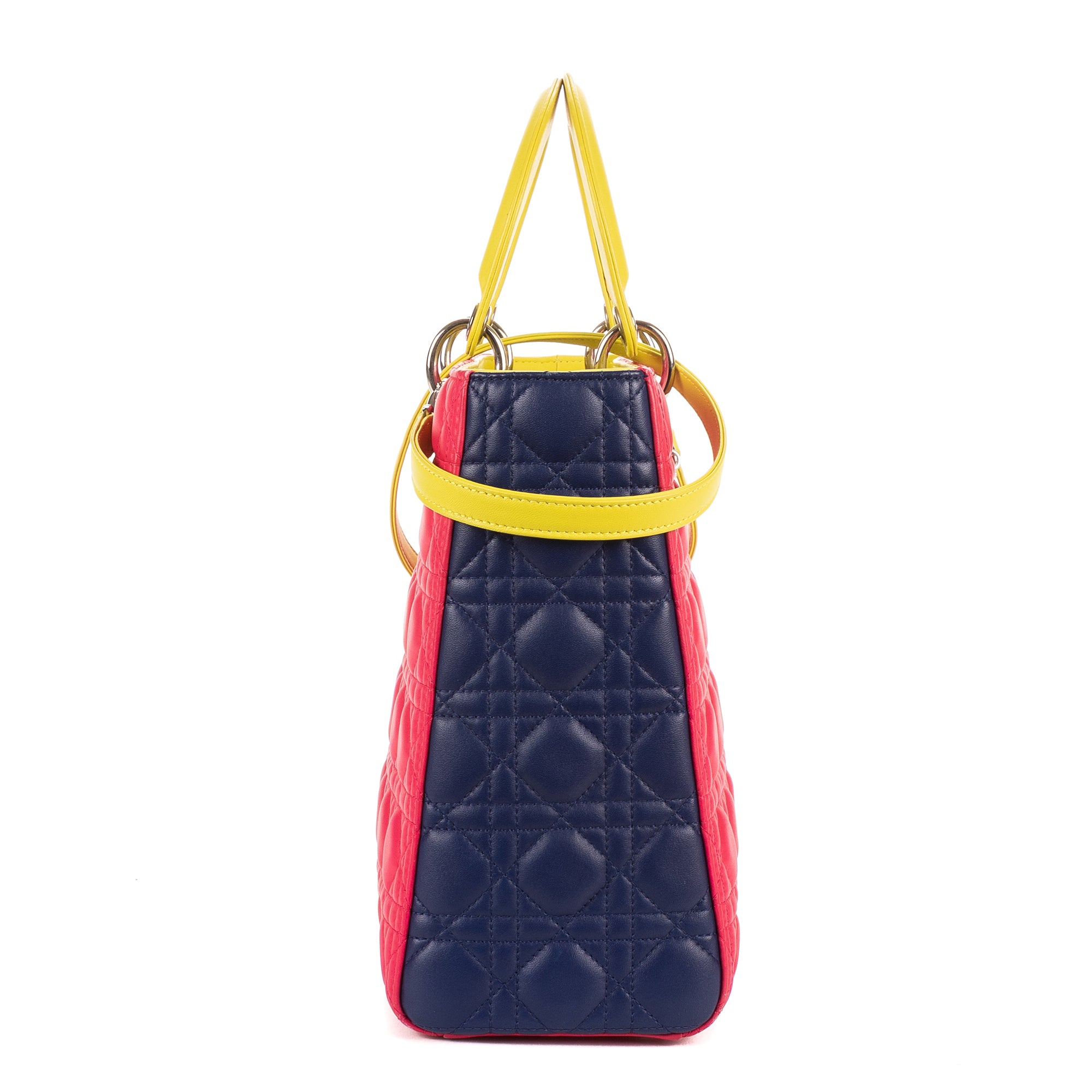 Bolso de hombro Lady Dior Tricolor Grande Piel Cannage Fucsia