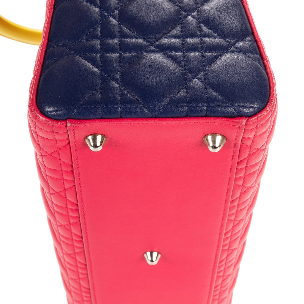 Bolso de hombro Lady Dior Tricolor Grande Piel Cannage Fucsia