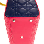 Bolso de hombro Lady Dior Tricolor Grande Piel Cannage Fucsia