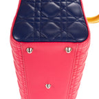 Bolso de hombro Lady Dior Tricolor Grande Piel Cannage Fucsia