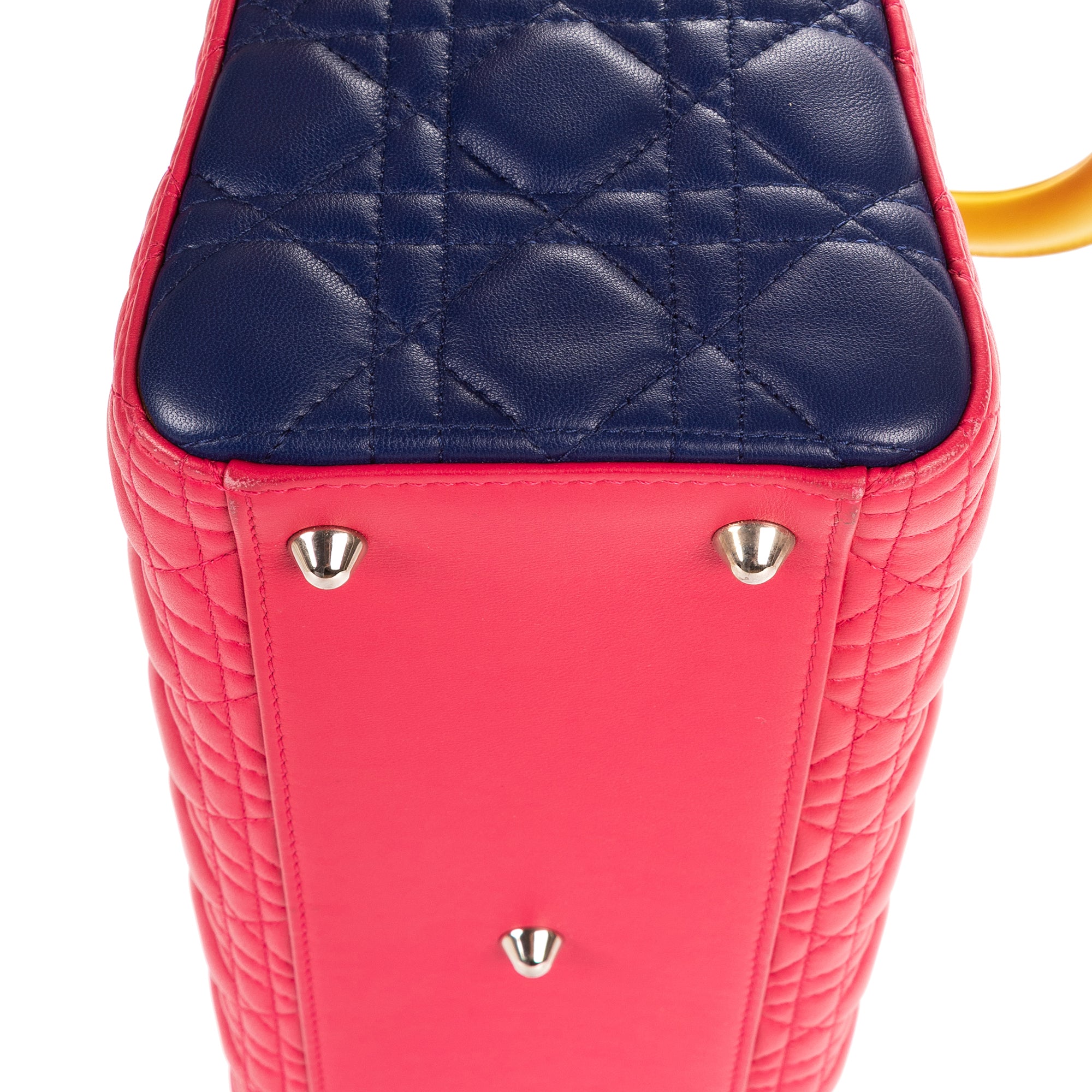 Bolso de hombro Lady Dior Tricolor Grande Piel Cannage Fucsia