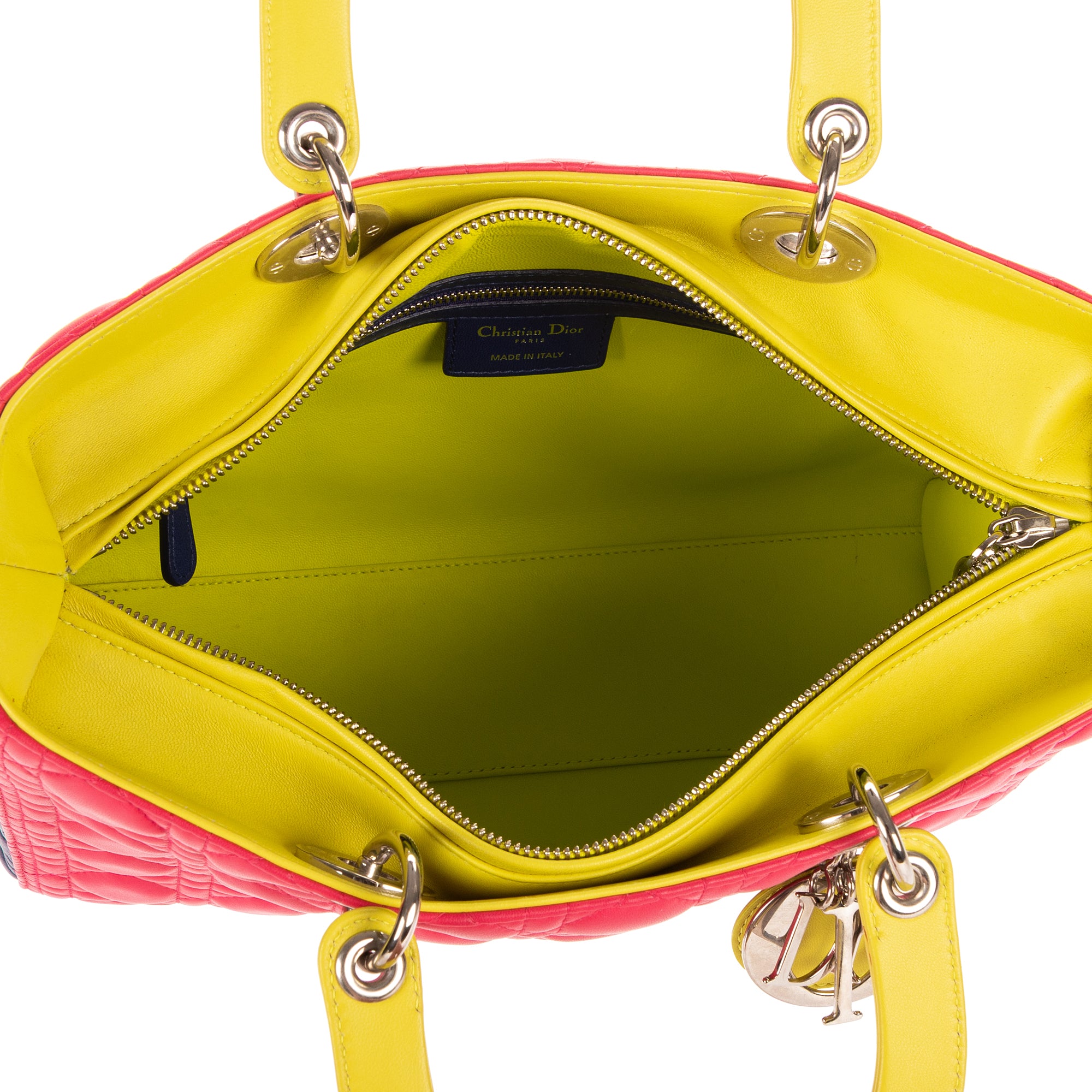 Bolso de hombro Lady Dior Tricolor Grande Piel Cannage Fucsia