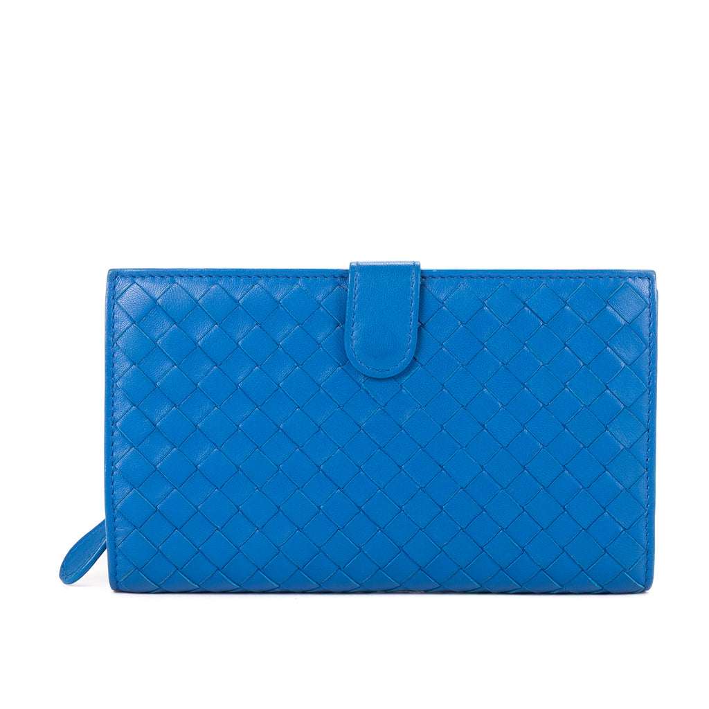 Wallet Intrecciato Wallet Blue Nappa Intrecciato Leather