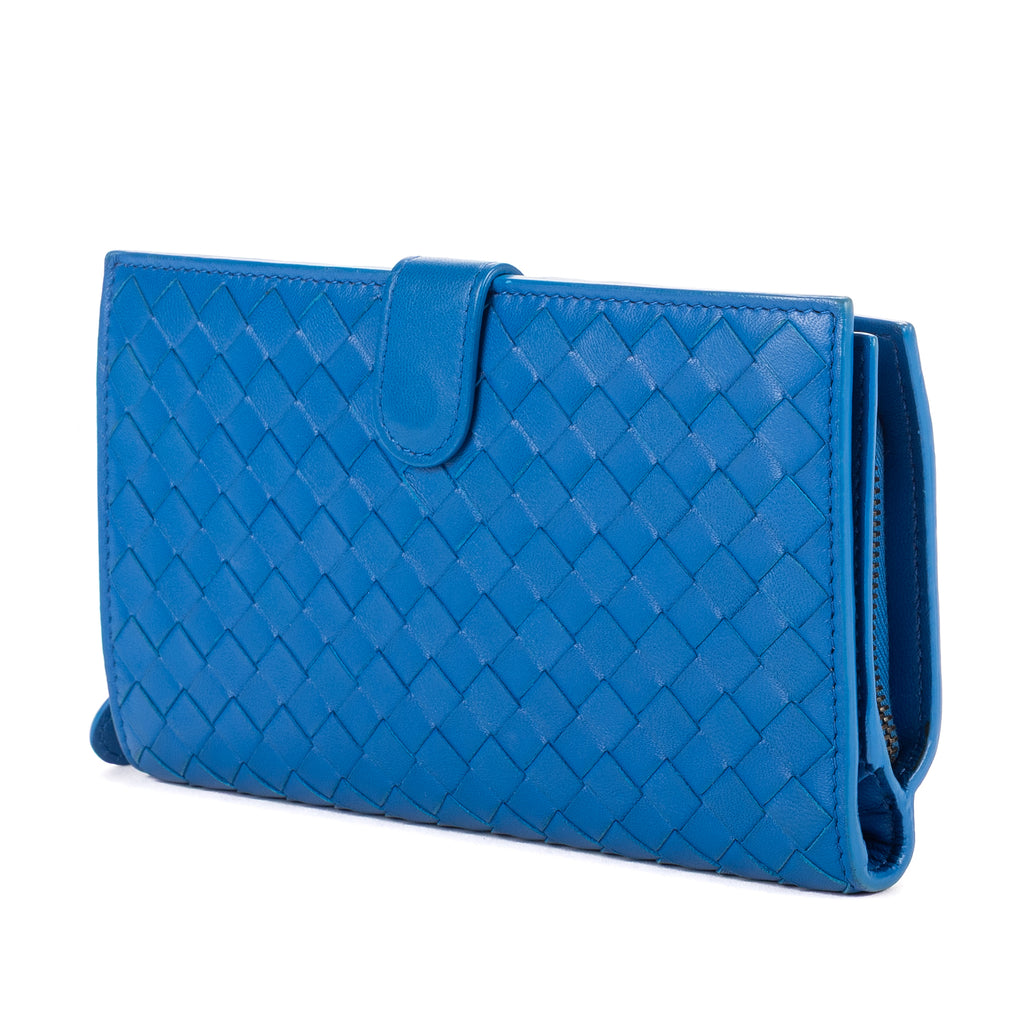 Wallet Intrecciato Wallet Blue Nappa Intrecciato Leather