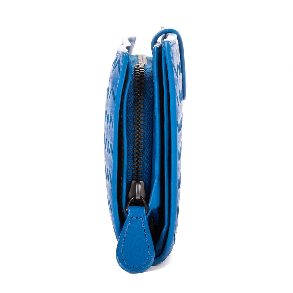 Wallet Intrecciato Wallet Blue Nappa Intrecciato Leather