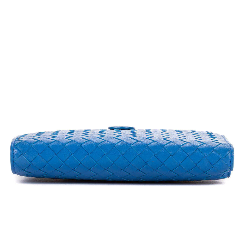 Wallet Intrecciato Wallet Blue Nappa Intrecciato Leather