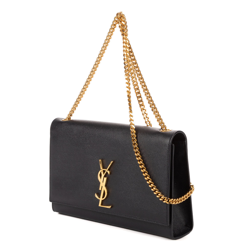 Shoulder Bag Kate Medium Black Grain de Poudre Leather