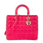 Bolso de Hombro Lady Dior Grande Piel Cannage Fucsia