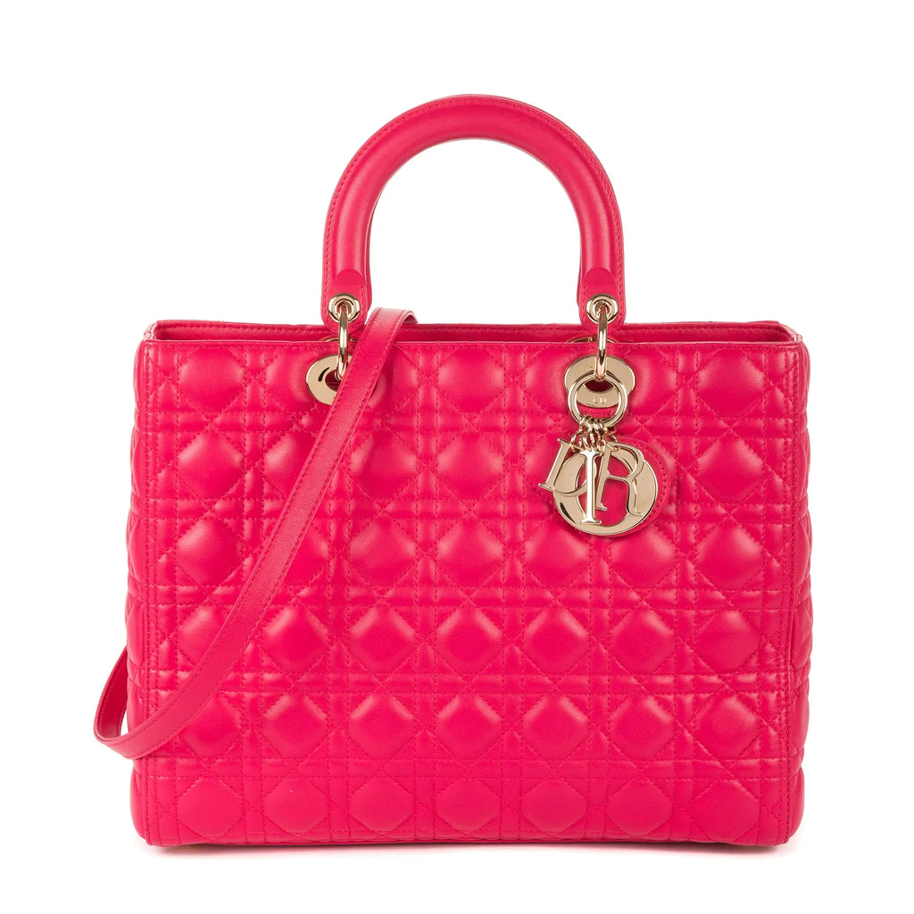 Bolso de Hombro Lady Dior Grande Piel Cannage Rosa