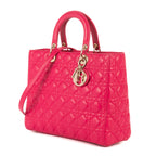 Bolso de Hombro Lady Dior Grande Piel Cannage Fucsia