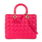 Bolso de Hombro Lady Dior Grande Piel Cannage Fucsia