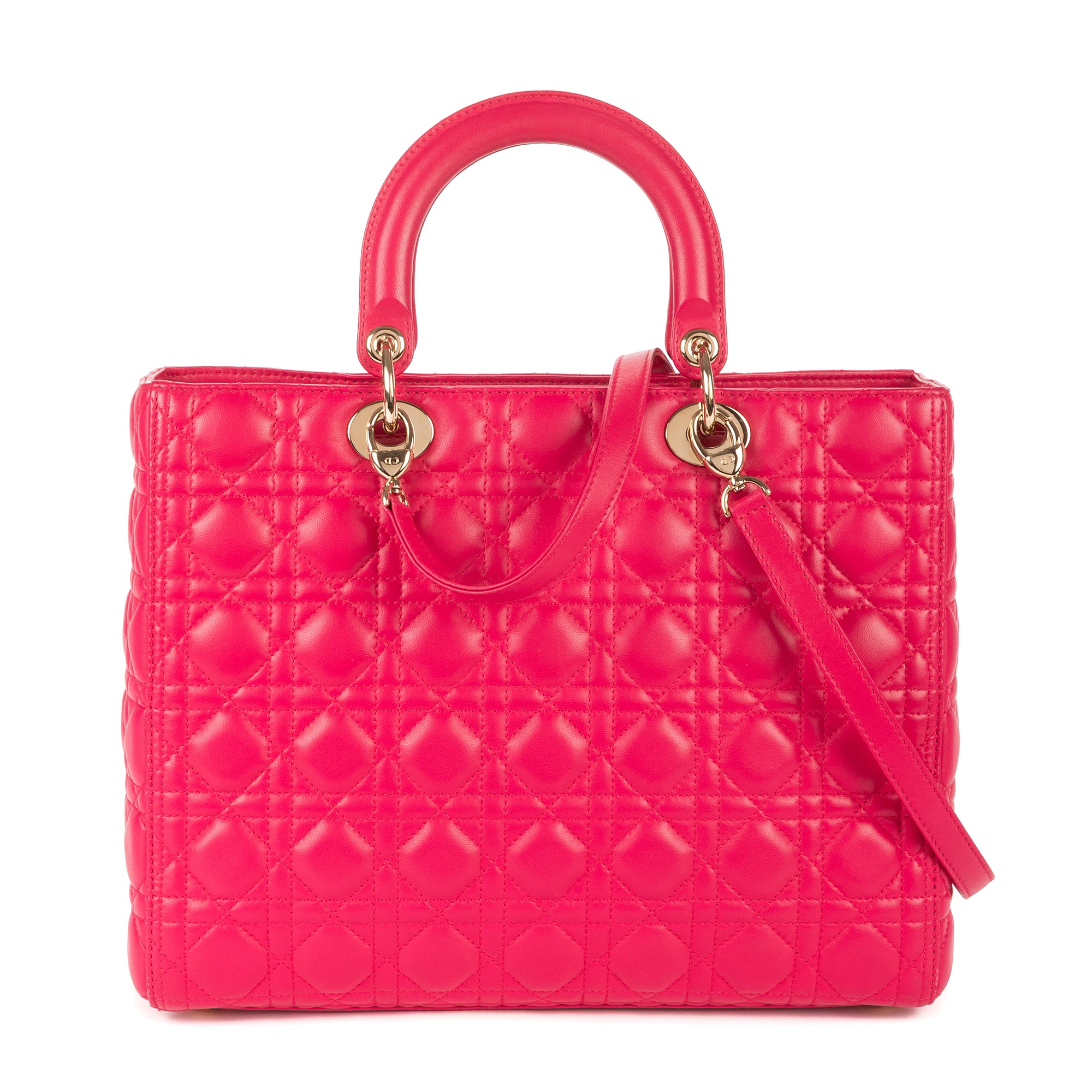 Bolso de Hombro Lady Dior Grande Piel Cannage Fucsia