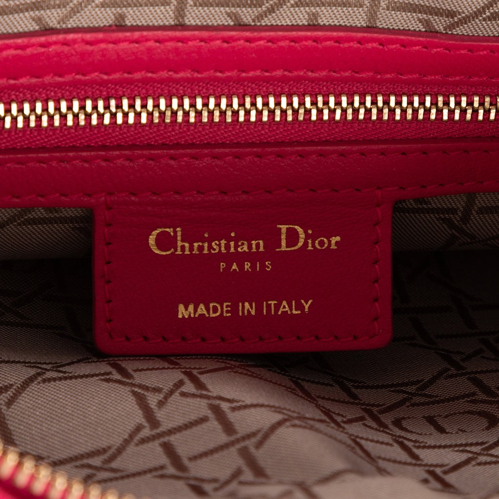 Bolso de Hombro Lady Dior Grande Piel Cannage Fucsia