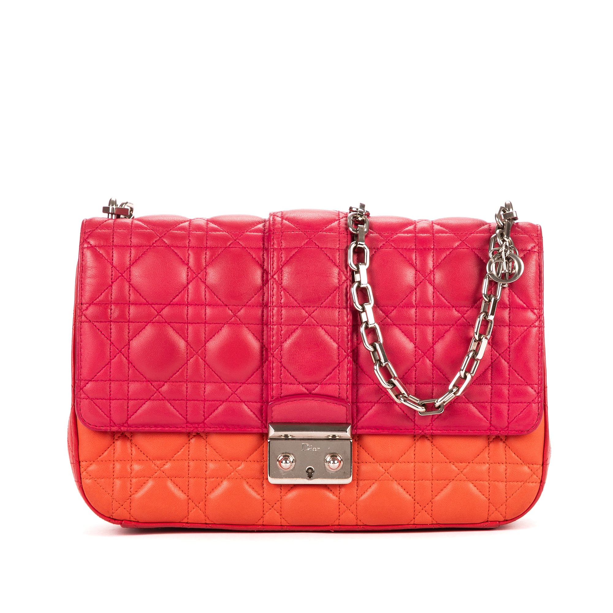 Shoulder Bag Lady Dior Tricolor Medium Fushia Cannage Leather