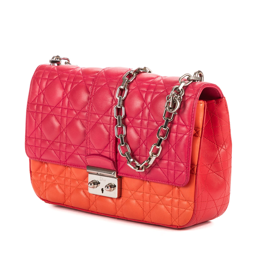 Shoulder Bag Lady Dior Tricolor Medium Fushia Cannage Leather