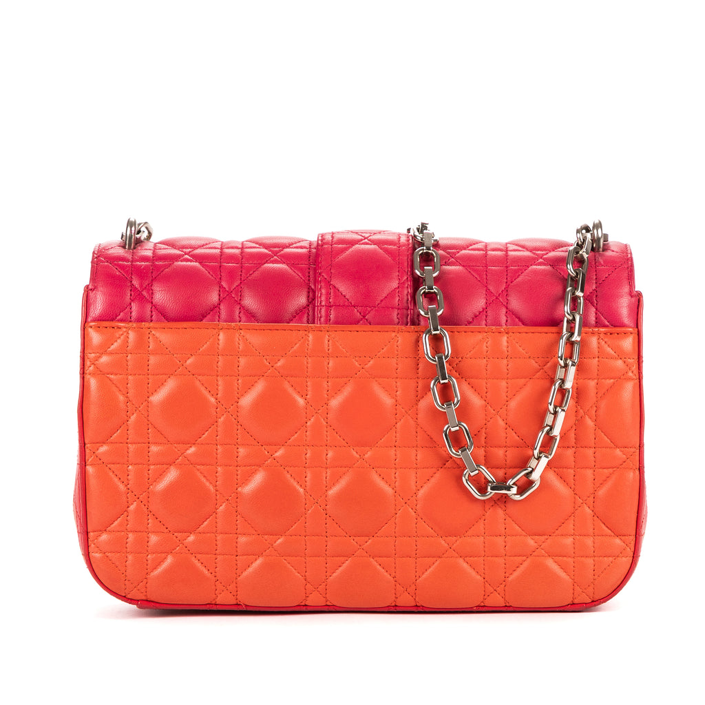 Shoulder Bag Lady Dior Tricolor Medium Fushia Cannage Leather