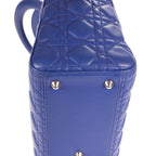Shoulder Bag Lady Dior Large Blue Cannaged Leather